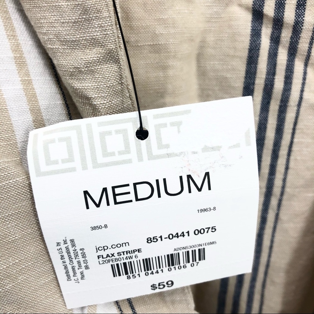 Liz Claiborne Medium Linen Sleeveless Tan/Khaki & Blue Striped Button Maxi Dress - Picture 2 of 7